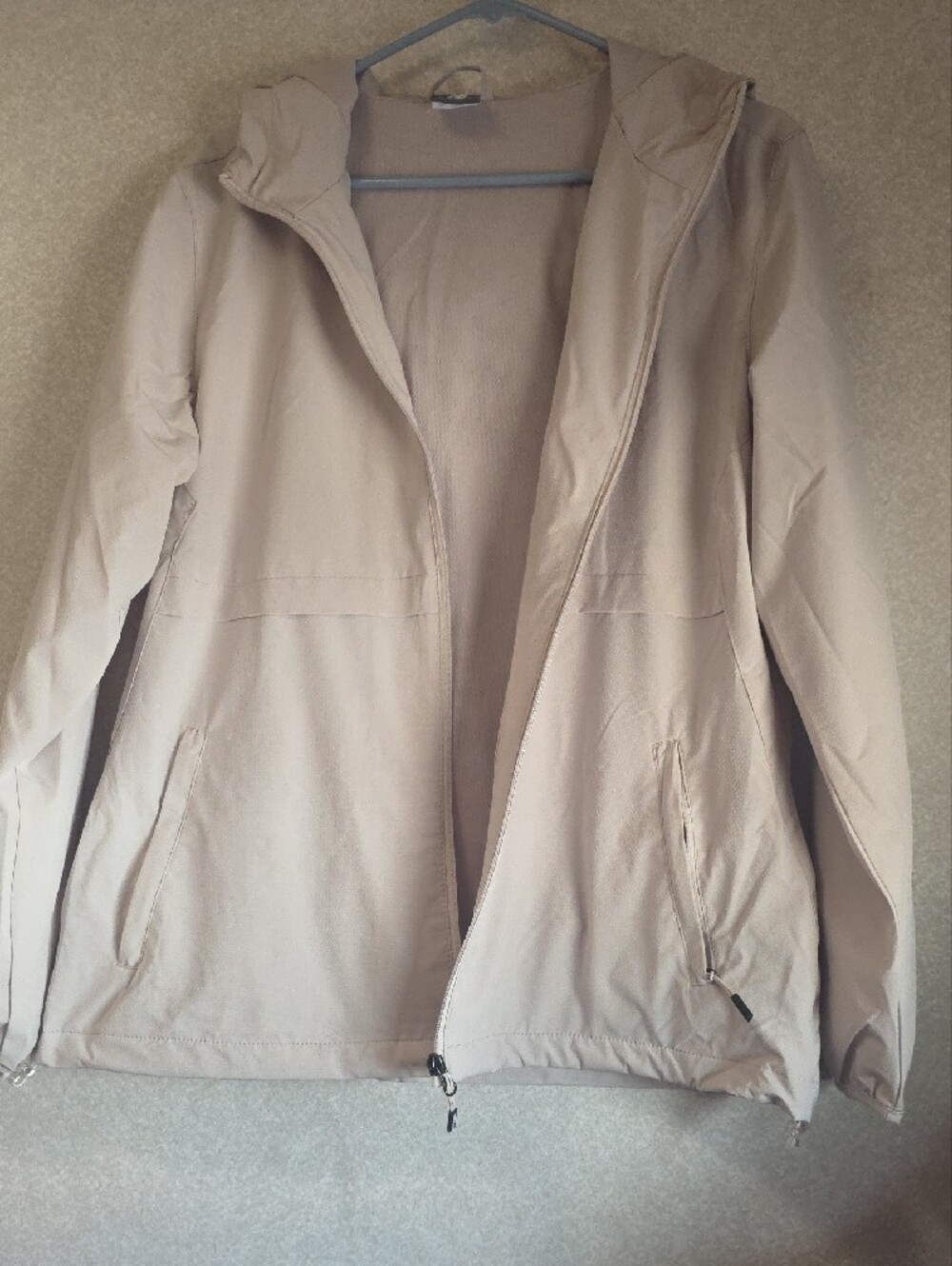 NWOT New Balance Light Beige Hooded Trench Coat - Picture 2 of 6